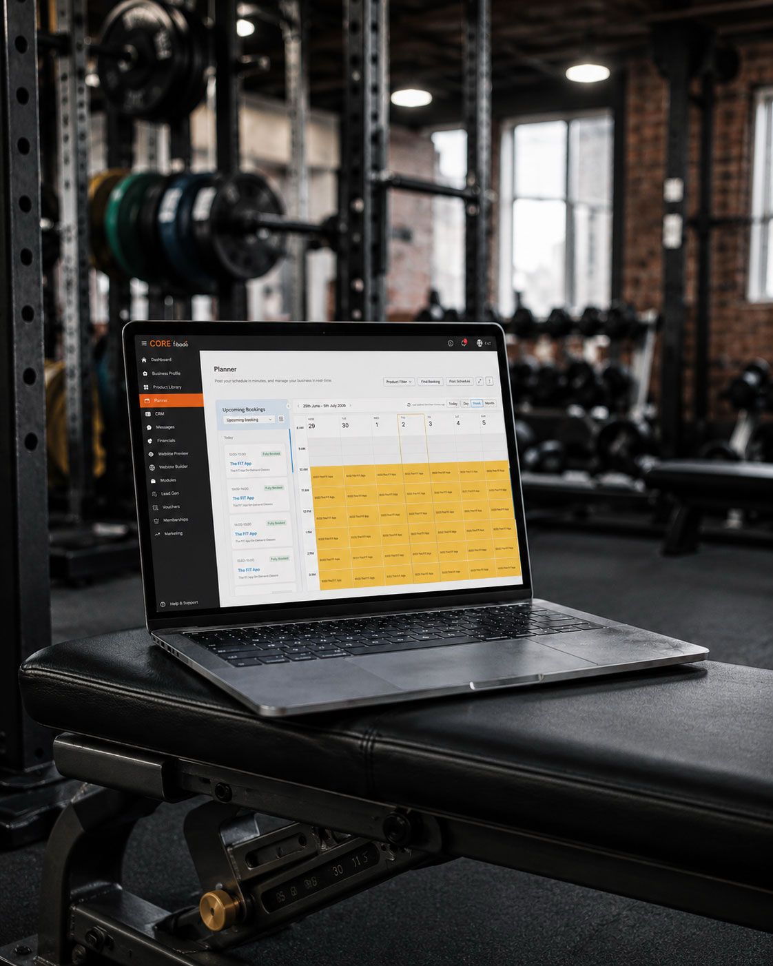CORE planner dashboard shown on a laptop
